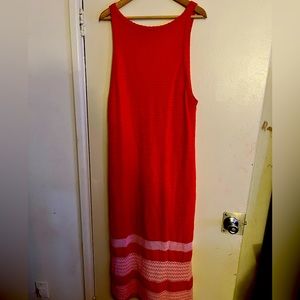Scoop crochet, red, and pink summer dress